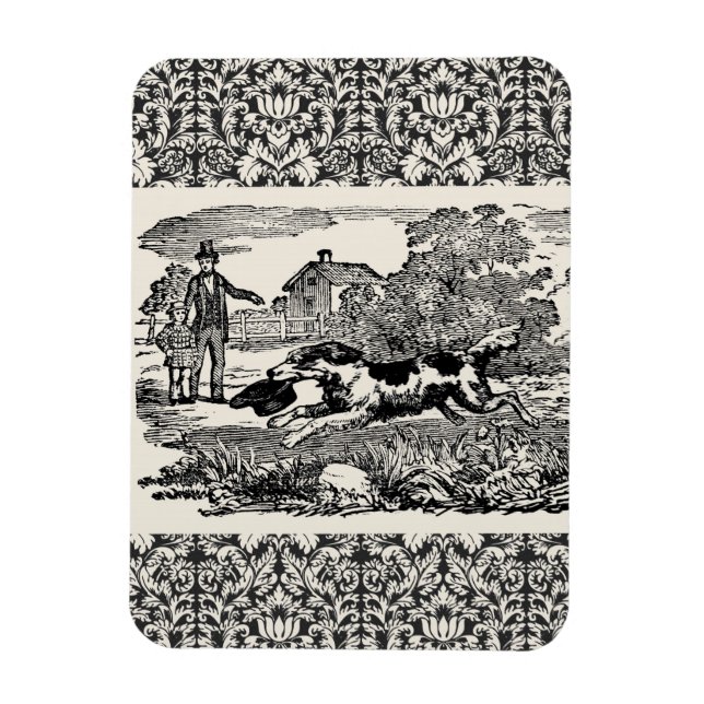 Magnet Flexible Chien courant art animal antique illustration vict (Vertical)