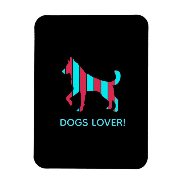 Magnet Flexible Chien - Cute Pet Pop Art, Bleu & Rouge Animal Abst (Vertical)