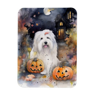 Magnet Flexible Chien de berger anglais ancien Halloween avec citr