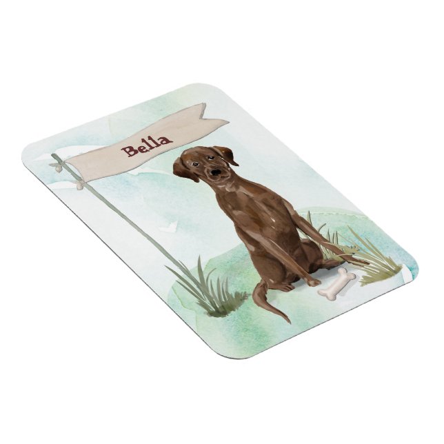 Magnet Flexible Chien de compagnie Lab chocolat Nom personnalisé (Côté Droit)