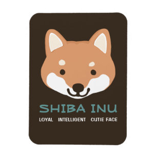 Magnet Flexible Chien de dessin Shiba Inu avec texte personnalisé