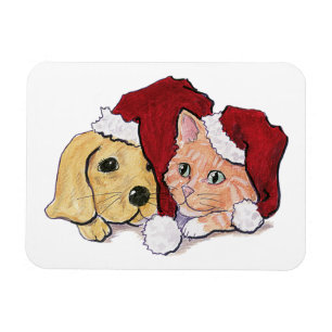 Magnet Flexible Chien de Labrador de Noël mignon et chat tigré ora