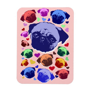 Magnet Flexible Chien de race Carlin de style PopArt Rétro