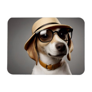 Magnet Flexible Chien drôle avec lunettes et casquette