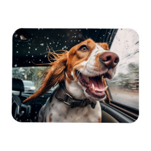 Magnet Flexible Chien excité sur Rainy Car Ride Art