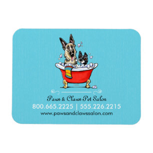 Magnet Flexible Chien Groomer Animaux Salon Fancy Tub Bleu Busines