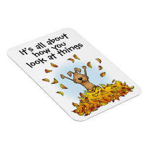 Magnet Flexible Chien Jouer dans un seau de feuilles d'automne - A