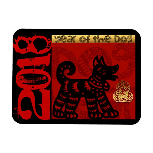Magnet Flexible Chien mignon chinois personnalisé Année Zodiac Ann (Horizontal)