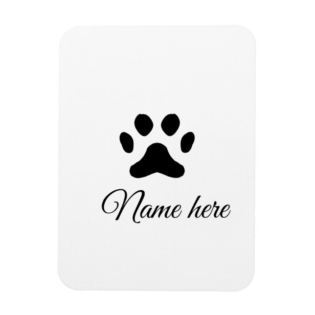 Magnet Flexible Chien patte noir animal ajouter nom texte animal p (Vertical)
