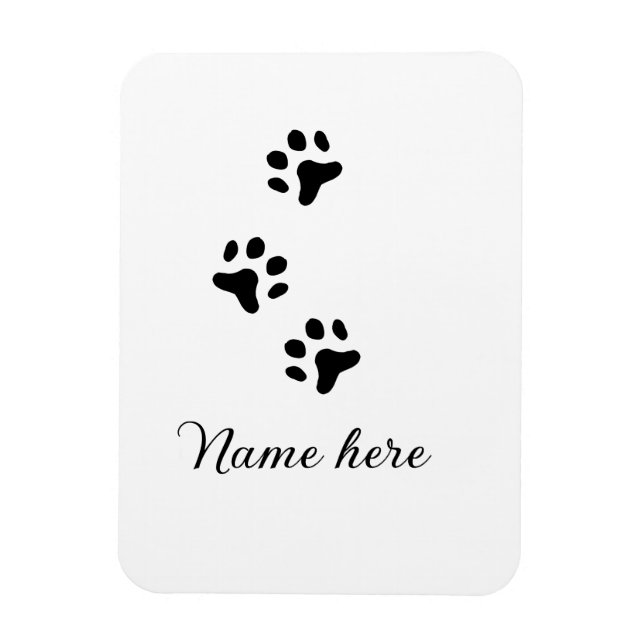 Magnet Flexible Chien patte noir animal ajouter nom texte animal p (Vertical)