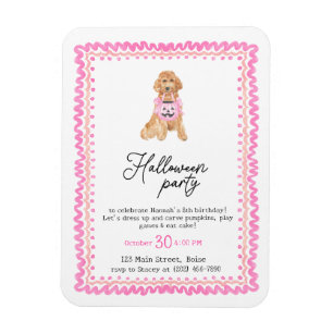 Magnet Flexible Chien rose Preppy Citrouille Halloween Party