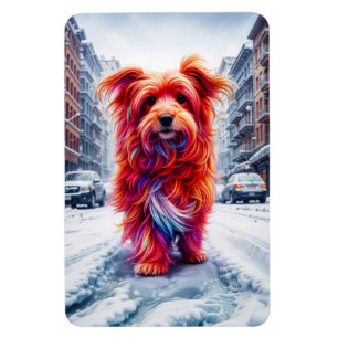 Magnet Flexible Chien sans abri dans la nuit froide enneigée urbai