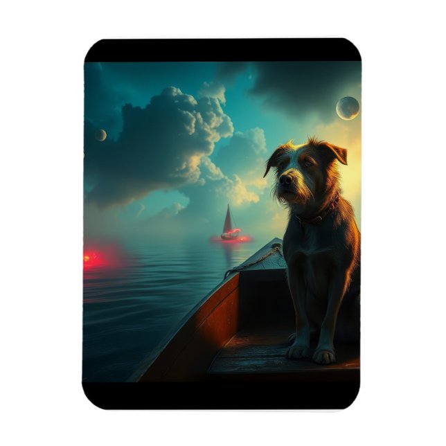 Magnet Flexible Chien sur bateau (Vertical)