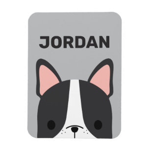Magnet Flexible Chien-taureau français mignon avec nom personnalis