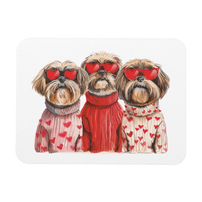 Magnet Flexible Chiens de Chih Tzu de la fête de Valentines (Horizontal)