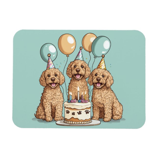 Magnet Flexible Chiens de Goldendoodle d'anniversaire (Horizontal)