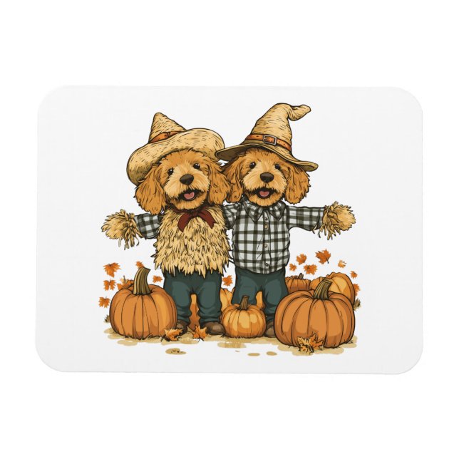 Magnet Flexible Chiens de Goldendoodle de la récolte d'automne (Horizontal)