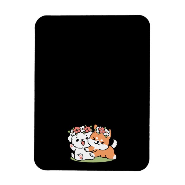 Magnet Flexible Chiens de jeu avec Flower Crowns - Fun Spring Them (Vertical)