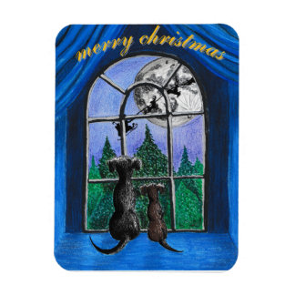 Magnet Flexible chiens du springador "en attente de père Noël" pou