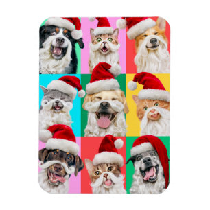 Magnet Flexible Chiens et chats avec la barbe du Père Noël