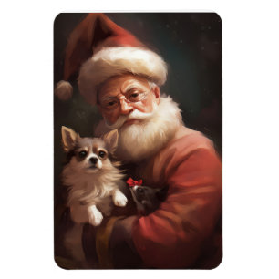 Magnet Flexible Chihuahua avec le Père Noël Noël Festif