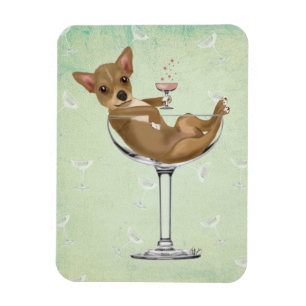 Magnet Flexible Chihuahua en verre de cocktail