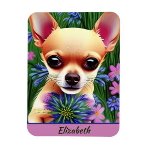 Magnet Flexible Chihuahua Puppy dans la prairie de fleurs Personna