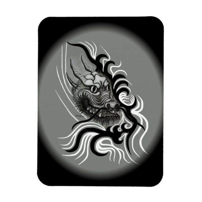 Magnet Flexible Chine-Dragon en style tatouage (Vertical)