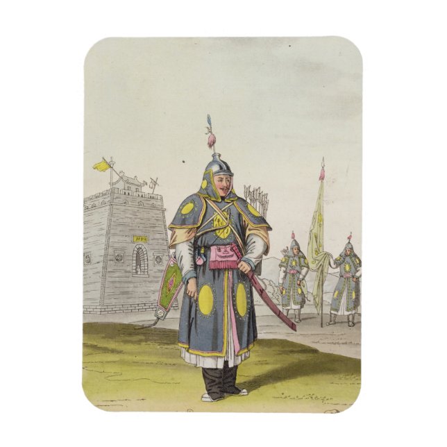 Magnet Flexible Chinese soldier en full battle dress, illustration (Vertical)