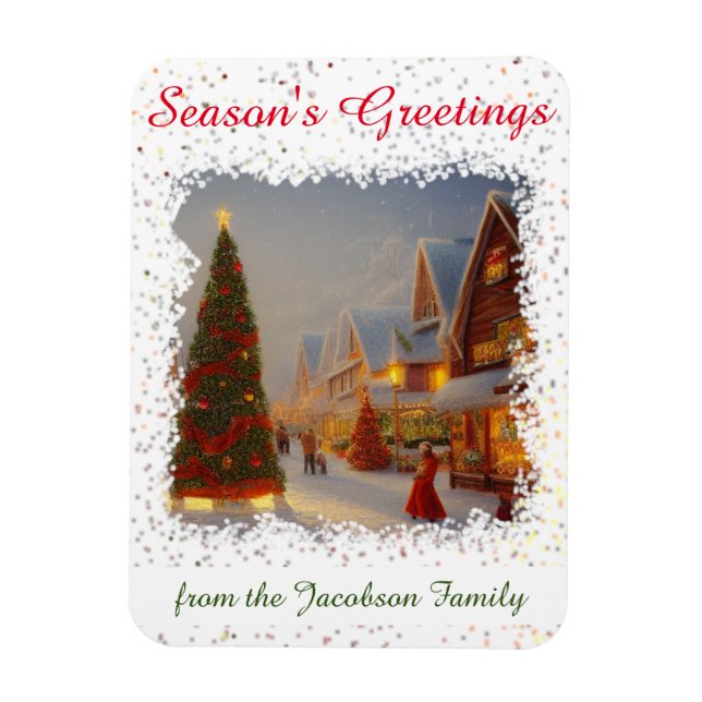 Magnet Flexible Chintzy Christmas Tree Village Salutations saisonn (Vertical)