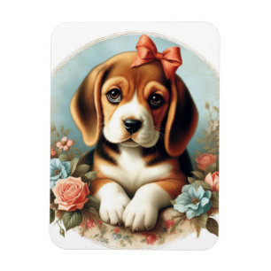 Magnet Flexible Chiot Beagle vintage