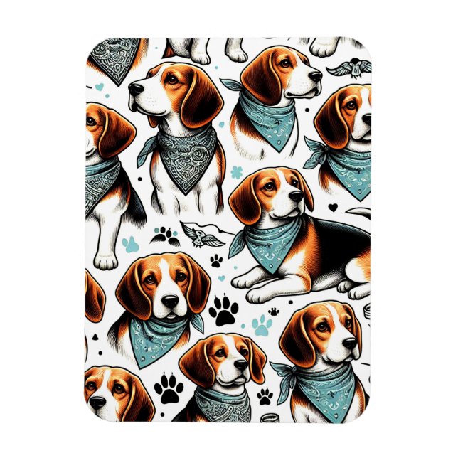 Magnet Flexible Chiot Beagle vintage sans couture (Vertical)