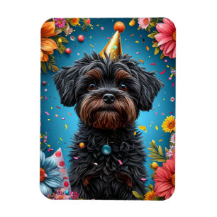 Magnet Flexible Chiot Chapeau Anniversaire Adorable