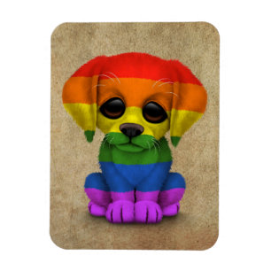 Magnet Flexible Chiot mignon de gay pride d'arc-en-ciel