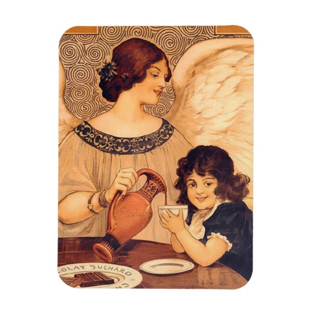 Magnet Flexible Chocolat Ange Français Antique (Vertical)