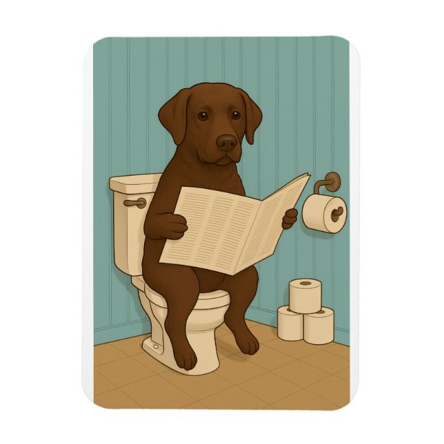 Magnet Flexible Chocolat Labrador Lecture journal sur Toilet (Vertical)