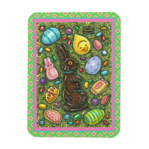 MAGNET FLEXIBLE CHOCOLAT PÂQUES BUNNY, POULET, OEUFS, JELLY BEANS