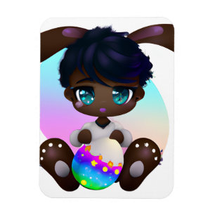 Magnet Flexible Chocolat Pâques Melanin Bunny Baby Rabbit Melanin