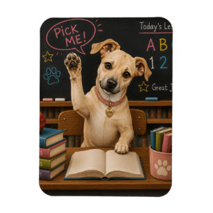 Magnet Flexible Choisis-moi ! Chien d'école mignon levant la patte