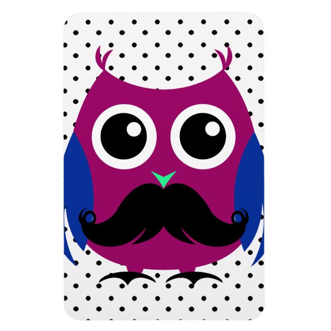 Magnet Flexible Chouette drôle rétro avec Moustache guidon (Vertical)