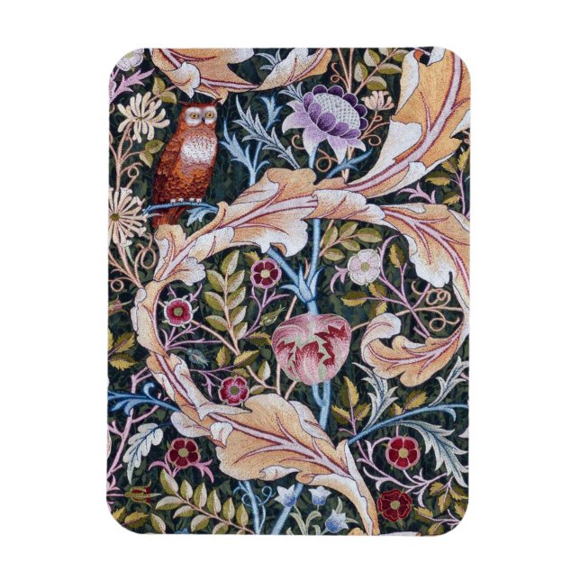 Magnet Flexible Chouette et fleurs, William Morris (Vertical)