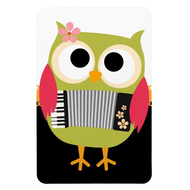 Magnet Flexible Chouette rétro avec Accordion - mignonne ! (Vertical)