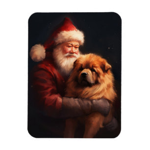 Magnet Flexible Chow Chow avec Noël Festif du Père Noël
