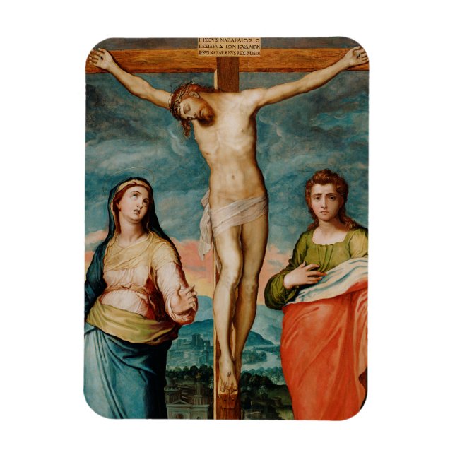 Magnet Flexible Christ sur la croix avec les saints (Vertical)