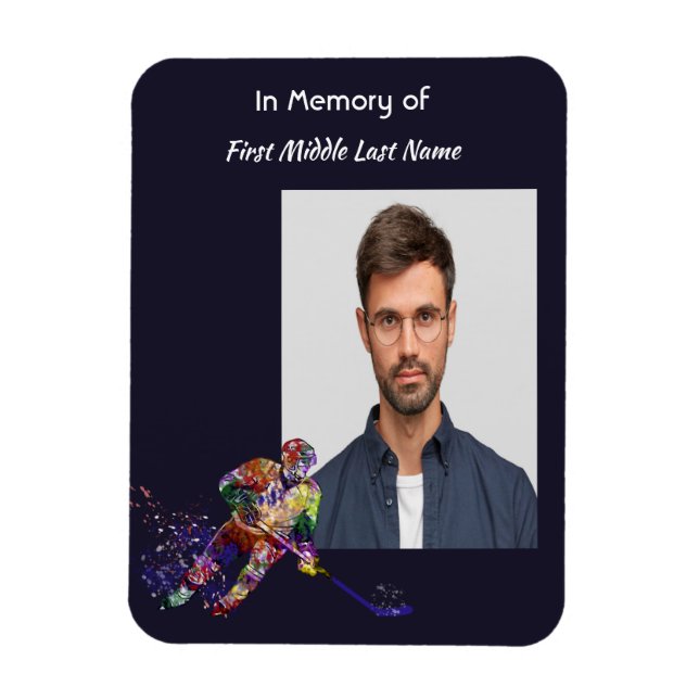 Magnet Flexible Christian Memorial Keepsake Hockey Player Sport (Vertical)