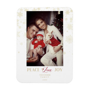 Magnet Flexible Christmas Golden Snowflakes & Holly Custom Photo