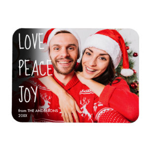 Magnet Flexible Christmas Love Peace Joy Modern Photo Holiday