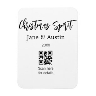 Magnet Flexible Christmas Spirit mariage nom du couple QR date de