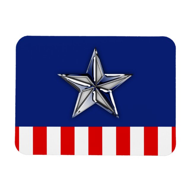 Magnet Flexible Chrome Comme Silver Star Festive Couleurs patrioti (Horizontal)