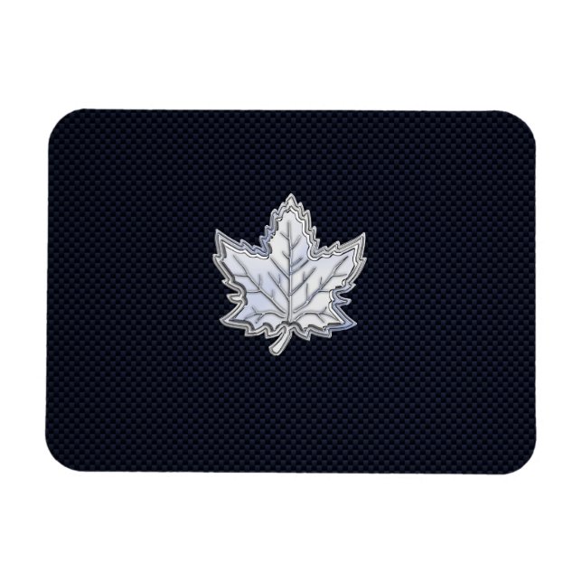 Magnet Flexible Chrome Like Maple Leaf on Carbon Fiber Print (Horizontal)